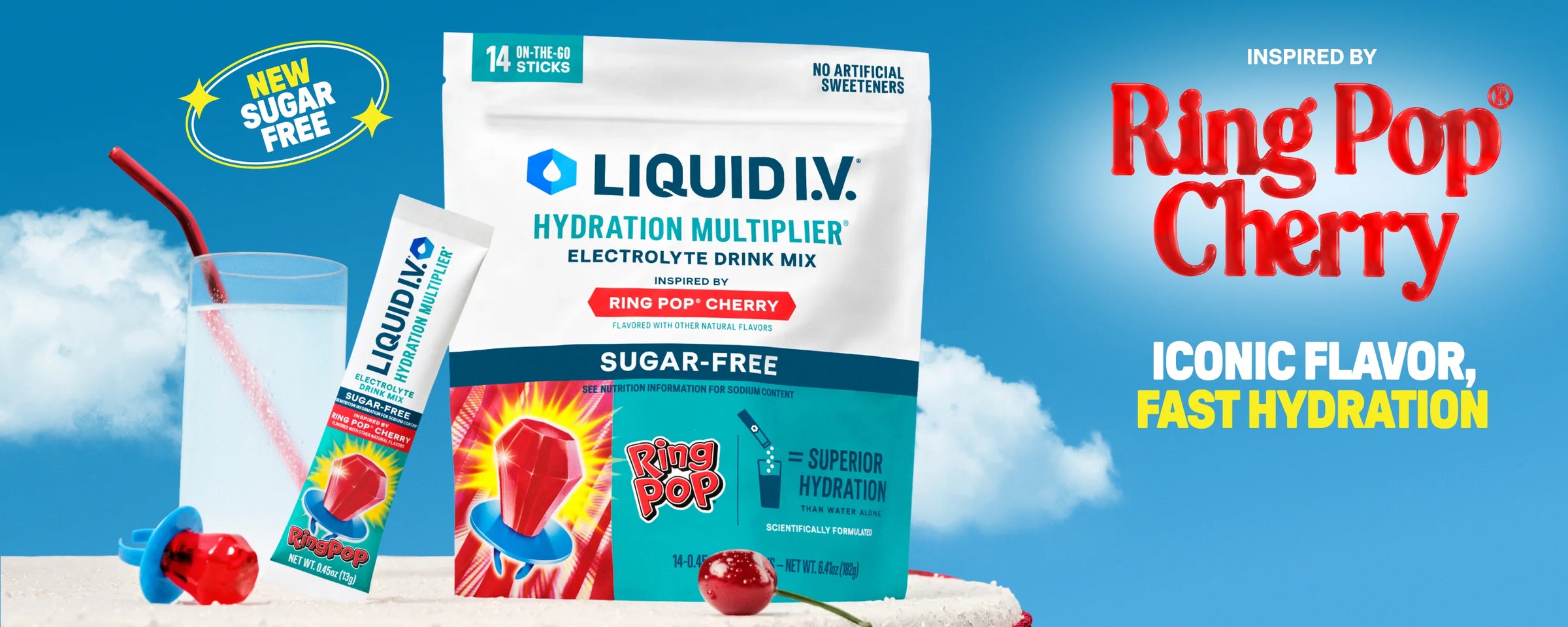 Ring Pop® Cherry Hydration Multiplier® Sugar-Free - Bright Ready